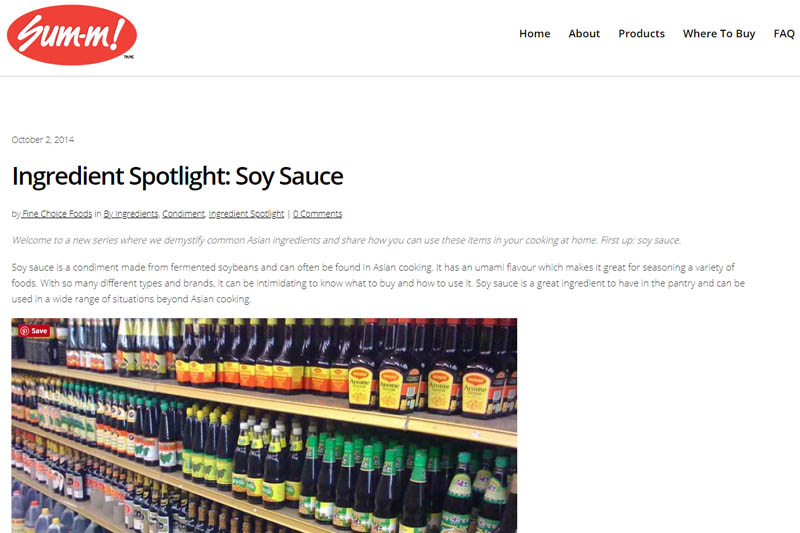 Fine Choice Foods “Ingredient Spotlight Soy Sauce”